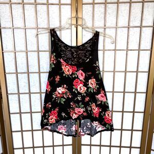 Flower-y Flow-y Sleeveless Top with Crochet/Lace Racerback-Forever 21 - S